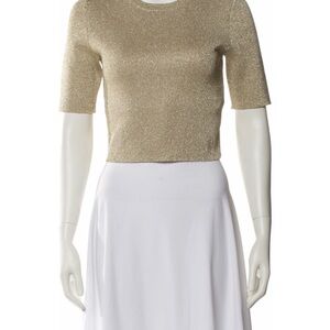 Alice + Olivia Ciara gold lurex crop top